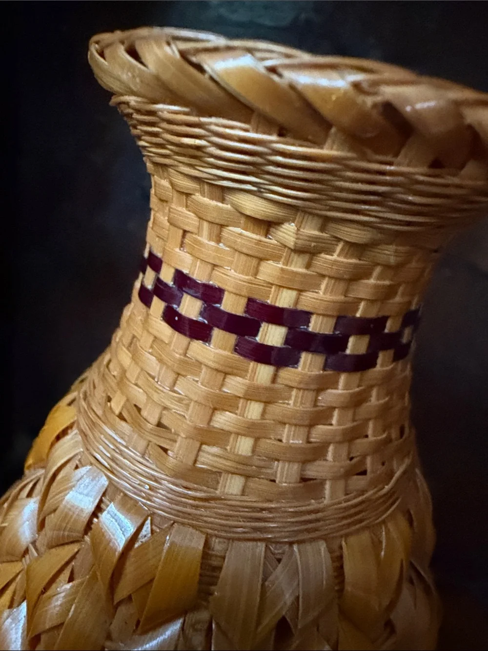 Vintage Rattan Handwoven Natural Brown Decorative Vase - Pineapple Style